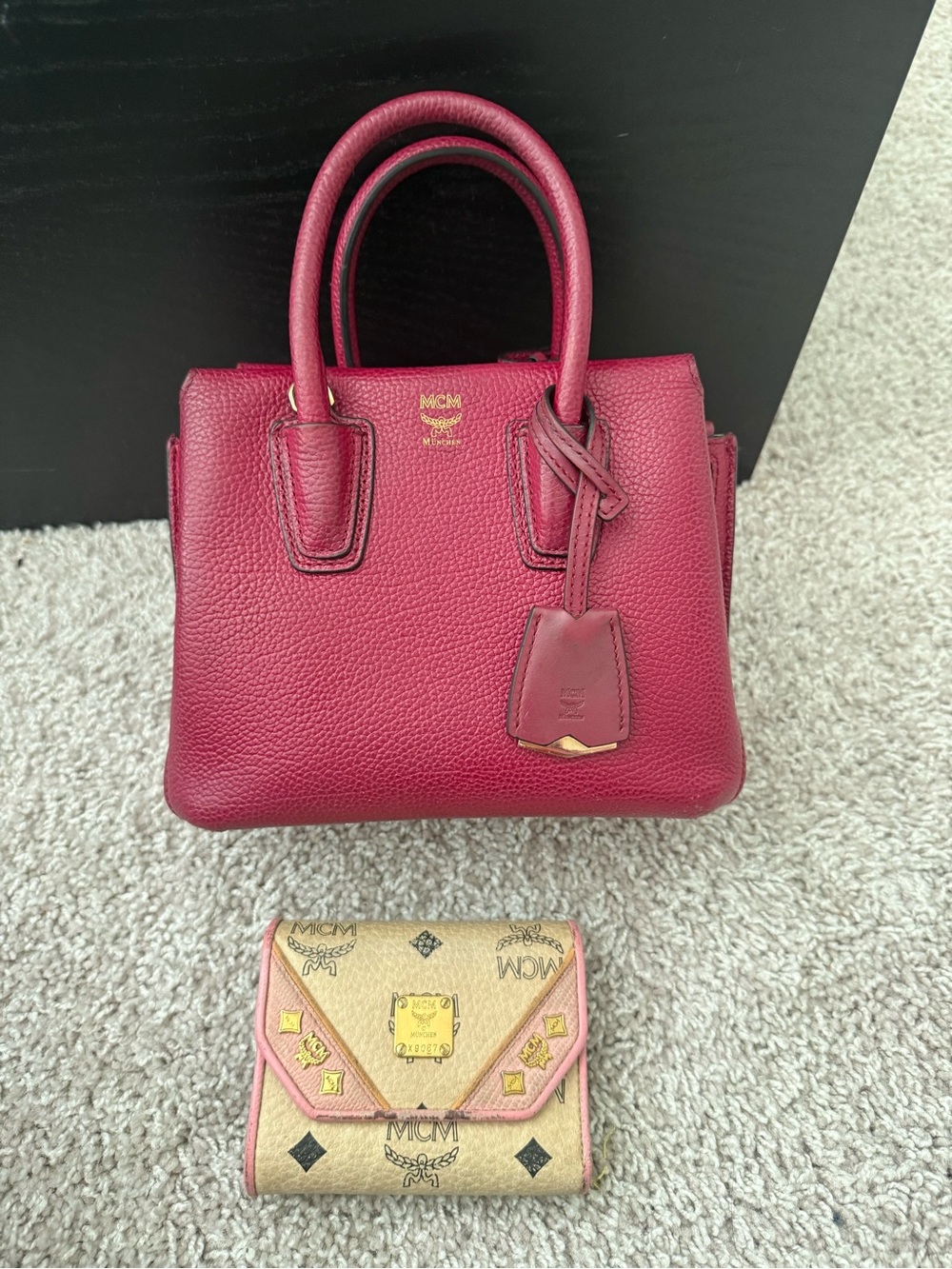mcm Mini Milla Tote Burgundy